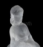 Lalique jelzéssel, savmaratott üveg hölgy, kopásnyomokkal, m: 15 cm
