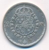 Svédország 1950TS 2Kr Ag "V. Gusztáv" T:1- Sweden 1950TS 2 Kronor Ag "Gustaf V" ...