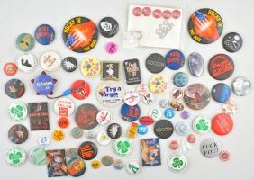 ~90db-os, főleg külföldi modern jelvényekből álló tétel, közte "Rocky IV", ""LA Games '84", "MTV, "Remo", "Tom Bergin's St. Patrick's Day 2001", "Coca-Cola / Barcelona '92", stb. T:1-2 ~90pcs, mostly foreign modern badge lot, within "Rocky IV", ""LA Games '84", "MTV, "Remo", "Tom Bergin's St. Patrick's Day 2001", "Coca-Cola / Barcelona '92", etc. C:UNC-XF
