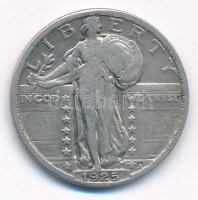 Amerikai Egyesült Államok 1925. 1/4$ Ag Standing Liberty T:2- patina USA 1925. 1/4 Dollar Ag Standing Liberty Quarter C:VF patina Krause KM# 145