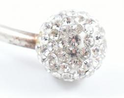 Ezüst(Ag) karperec shamballa gyönggyel, jelzett, 6×7 cm, bruttó: 12 g