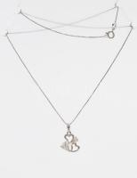 Ezüst(Ag) venezianer nyaklánc köves szíves medállal, jelzett, h: 44 cm, bruttó: 2,8 g