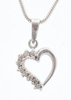 Ezüst(Ag) kígyó nyaklánc szív medállal, jelzett, h: 54 cm, bruttó: 6,2 g