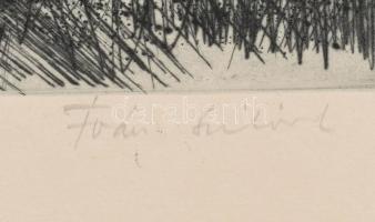 Iván Szilárd (1912-1988): Tájkép (cím nélkül). Rézkarc, papír, jelzett, 34×24,5 cm