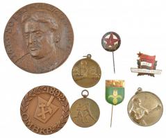 1967. "Soltz Vilmos 1833-1901 / Országos Magyar Bányászati és Kohászati Egyesület" Br emlékérem (67mm) + 1985. "OMBKE" bronz emlékérem (50mm) + 3db-os ökölvívó díjérem-tétel + 3db-os jelvénytétel T:2,2-