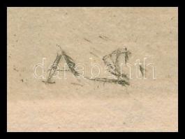 AS jelzéssel. Holland szélmalmok. Színezett rézkarc, papír, 13,5x19,5 cm