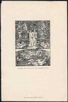 Fáy Dezső (1888-1954): Illusztráció Dante Komédiájához. Fametszet, papír. Jelzés nélkül. Feliratozott. Löbl Dávid és Fia nyomása, 11,5×9 cm