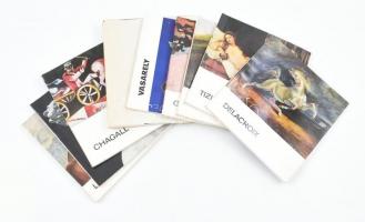 9 db festészettel, művészettel kapcsolatos könyv - Vasarely, Gaugain, Szinyei Merse Pál, Tiziano, Delacroix, Leonardo da Vinci, Michelangelo, Chagall, A Szépművészeti Múzeum. Kiadói papírkötés, jó állapotban.