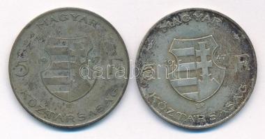 1947. 5Ft Ag "Kossuth" (2x) T:2-,3 patina Adamo F8.1