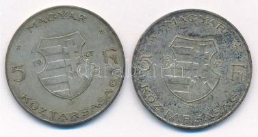 1947. 5Ft Ag "Kossuth" (2x) T:2-,3 patina Adamo F8.1