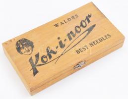 Waldes Koh-I-Noor fa doboz, belsejében rekeszekkel, 24×13×3,5 cm