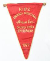 1977 KISZ KB asztali selyemzászló 35 cm