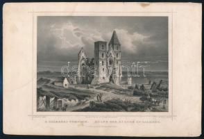 Ludwig Rohbock (1820-1883): A zsámbéki templom / Ruine der Kirche zu Zsambek, acélmetszet, papír, jelzett a metszeten, foltos, 15×18,5 cm