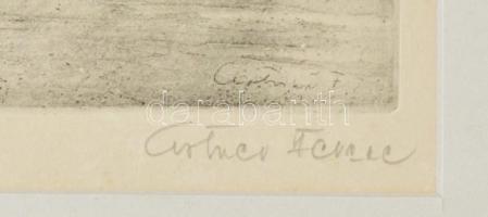 Artner Ferenc (1904-1981): Öreg fűzfa. Rézkarc, papír, jelzett, paszpartuban, 27×37,5 cm