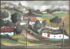 Varga jelzéssel: Régi falusi házak, 1964 körül. Tempera, papír. 28,5x41 cm