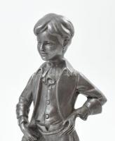 Jelzés nélkül: Szoborpár. Ón, márvány talapzaton. 18 cm