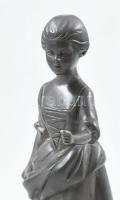 Jelzés nélkül: Szoborpár. Ón, márvány talapzaton. 18 cm