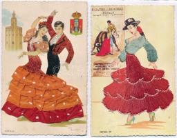 2 db MODERN flamenco táncos képeslap / 2 MODERN motive postcards with flamenco dancers