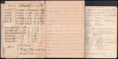 cca 1940 3 db régi füzet beírva