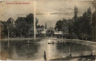 1908 Buziásfürdő, Baile Buzias; csónakázók. Nosek Gusztáv kiadása / spa, rowing boats (EB)