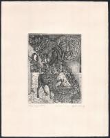 Balla Margit (1947-): Nap-éj egyenlőség. Rézkarc, papír, jelzett, 15×12 cm