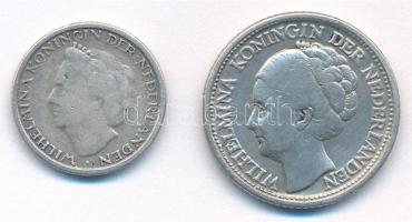 Curacao 1944D 1/4G Ag + 1948. 1/10G Ag I. Vilma T:2- Curacao 1944D 1/4 Gulden Ag + 1948. 1/10 Gulden Ag Wilhelmina I C:VF