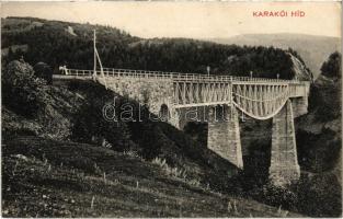 1912 Csíkgyimes, Gyimes, Ghimes; Karakói híd. Szvoboda Miklós kiadása / railway bridge (szakadás / tear)