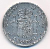 Spanyolország 1885MPM 5P Ag "XII. Alfonz" T:2- ph. Spain 1885MPM 5 Pesetas Ag "Alfons...