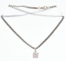 Ezüst(Ag) nyaklánc köves függővel, jelzett, h: 40 cm, bruttó: 8,7 g