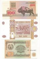 5db-os vegyes külföldi bankjegy tétel, közte Moldova, Fehéroroszország, Tádzsikisztán T:I,I- 5pcs of mixed foreign banknote lot, in it Moldova, Belarus, Tajikistan C:UNC,AU