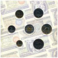 2006. 1Ft-100Ft (7xklf) forgalmi sor szettben + 1946. 1Ft Ag "Hatvanéves a Forint" utánver...