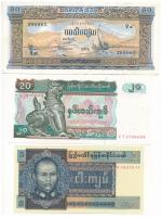 Kambodzsa DN (1972) 50R + 2001. 100R + Mianmar / Burma 1973. 5K + DN (1994) 20K + DN (1997) 5K T:I,I- az egyiken folt Cambodia ND (1972) 50 Riels + 2001. 100 Riels + Myanmar / Burma 1973. 5 Kyats + ND (1994) 20 Kyats + ND (1997) 5 Kyats C:UNC,AU spot on one of them