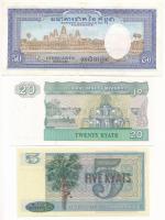 Kambodzsa DN (1972) 50R + 2001. 100R + Mianmar / Burma 1973. 5K + DN (1994) 20K + DN (1997) 5K T:I,I...