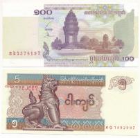 Kambodzsa DN (1972) 50R + 2001. 100R + Mianmar / Burma 1973. 5K + DN (1994) 20K + DN (1997) 5K T:I,I...