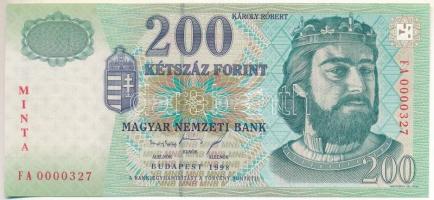 1998. 200Ft MINTA felülnyomással, FA 0000327 sorszámmal T:I / Hungary 1998. 200 Forint with MINTA overprint, and FA 0000327 serial number C:UNC Adamo F53M2