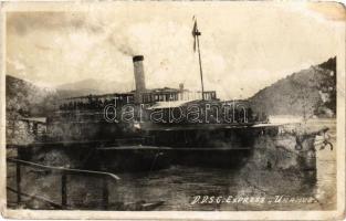 1935 Orsova, DDSG Express URANUS lapátkerekes gőzhajó / Hungarian steamship. Editura Foto Miklós (kopott sarkak / worn corners)