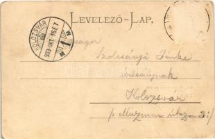 1903 Déva, Kir. törvényszéki palota, vár, M. kir. posta. Hirsch Adolf kiadása / court, castle, post ...