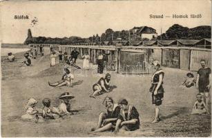 1919 Siófok, strand, Homok fürdő, fürdőzők (EK)