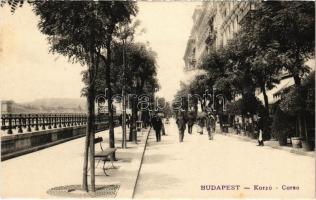 Budapest V. Korzó, villamos. Ganz Antal kiadása