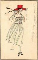 1921 Lady art postcard. NPG A 1001/6. s: E. Weber (EK)