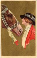 1926 Italian lady art postcard, horse. Anna & Gasparini 116-3. (EK)