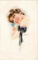 Lady art postcard, perfume. "ERKAL" No. 314/3. s: Usabal (EK)