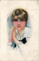 1925 Lady art postcard, smoking a cigarette. ERKAL No. 303/2. s: Usabal (fl)