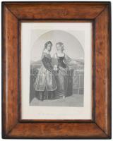William French (1815-1898) metszése, Carl Ferdinand Sohn (1808-1867) után: The Two Leonoras, 1850 körül. Acélmetszet, papír, jelzett a metszeten. Dekoratív fakeretben. 18,5x13 cm