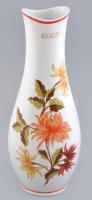 Hollóházi virágmintás retró váza. Matricás, jelzett, hibátlan, m: 31 cm