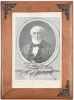 Kossuth Lajos utolsó arcképe, Doby Jenő (1834-1907) metszete után, 1894 körül. Rotációs fametszet, papír. Dekoratív, fém veretekkel díszített üvegezett fakeretben. 20x14 cm