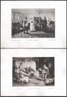 8 db 1900 körüli fénymetszet magyar festményekről, Feszty Árpád: Golgotha, Eisenhut Ferenc: Gül baba...