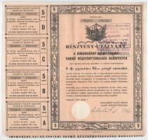 Budapest 1946. "Rimamurány-Salgó-Tarjáni Vasmű Részvénytársaság Budapesten" részvényutalványa 5db 50P értékű részvényhez, szárazpecséttel és bélyegzéssel, szelvényekkel T:II-,III sarokhiány, kis szakadások