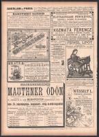 1891-ben megjelent reklámok, 40 db korabeli újságból származó, kétoldalas lap, többek közt Klösz Gyö...