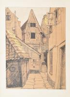 Edmund Schaefer (1880-1959), 4 db grafika: Részletek a régi Brémáról (Alt-Bremen). Litográfia, papír...